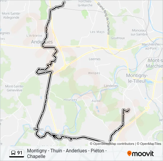 91 Bus Line Map