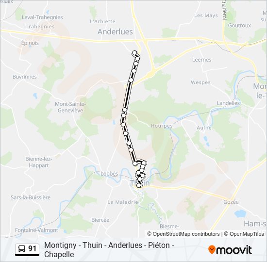 91 bus Line Map