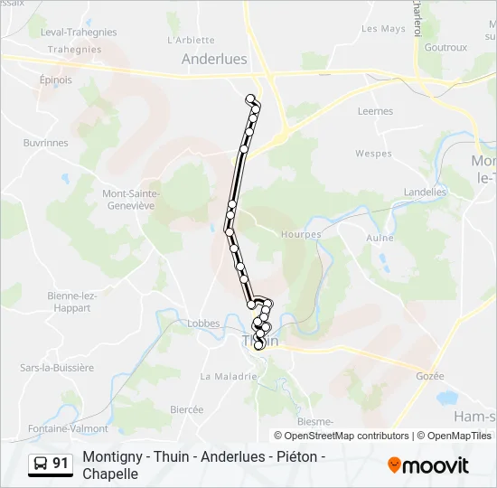 91 Bus Line Map