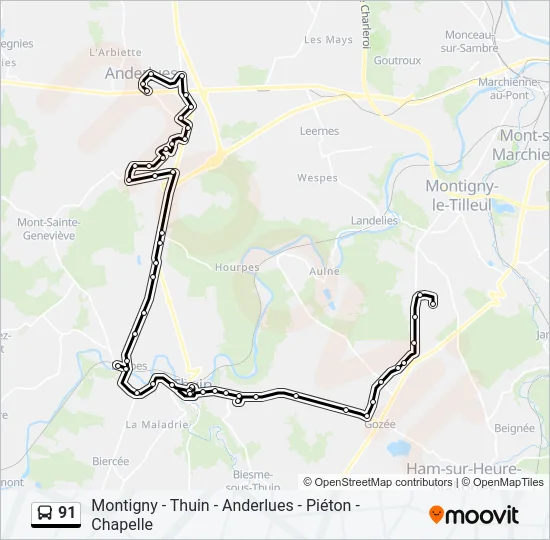 91 Bus Line Map