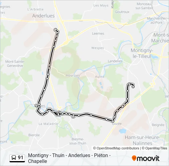 91 Bus Line Map