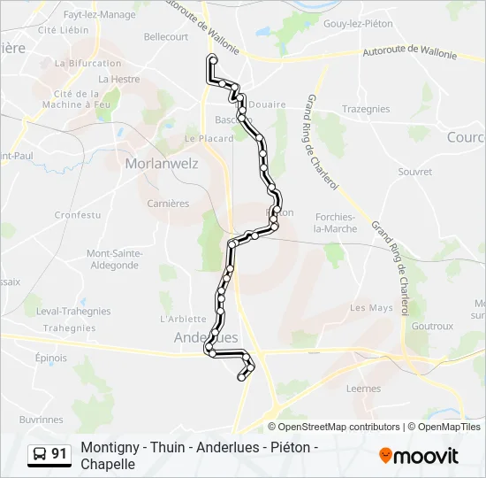 91 Bus Line Map