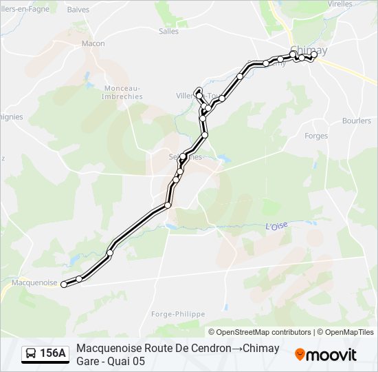 Plan de la ligne 156A de bus