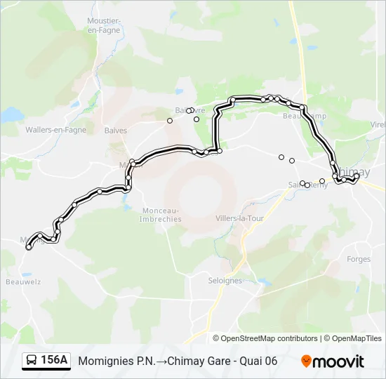 156A Bus Line Map