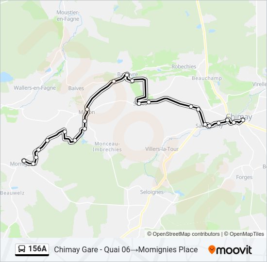 Plan de la ligne 156A de bus