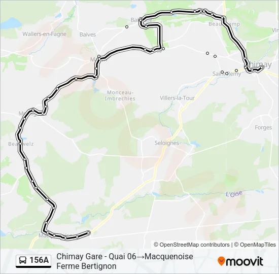 156A Bus Line Map