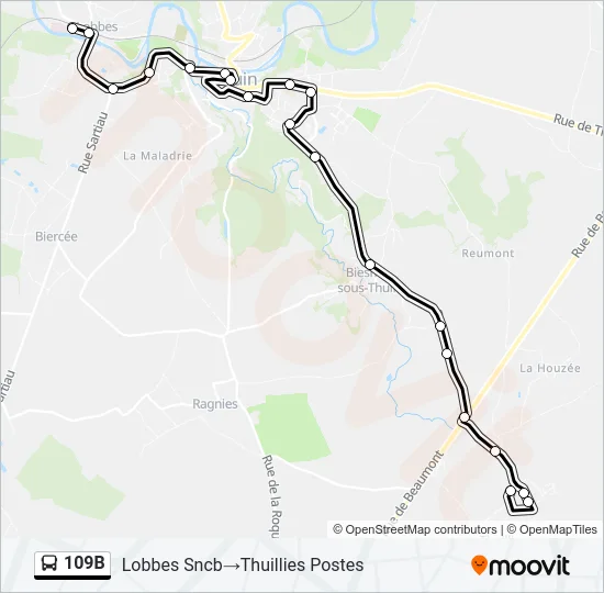 109B Bus Line Map