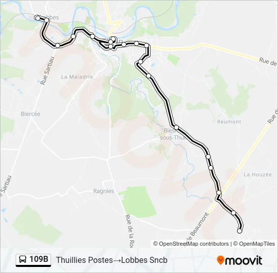 109B Bus Line Map