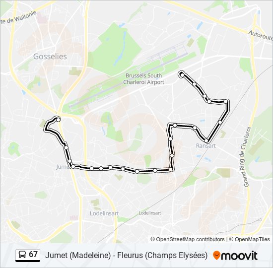 Plan de la ligne 67 de bus