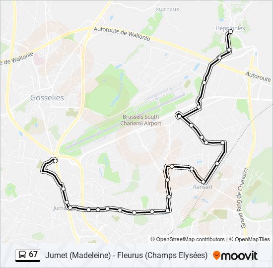 Plan de la ligne 67 de bus