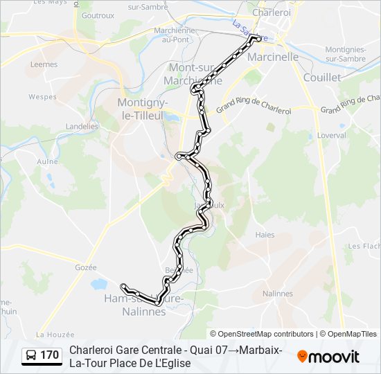 Plan de la ligne 170 de bus