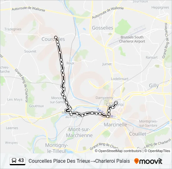 43 Bus Line Map