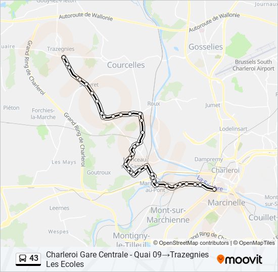 Plan de la ligne 43 de bus