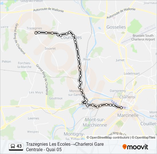 Plan de la ligne 43 de bus