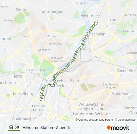 Bus 58 lijnkaart