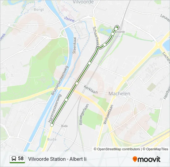 Bus 58 lijnkaart