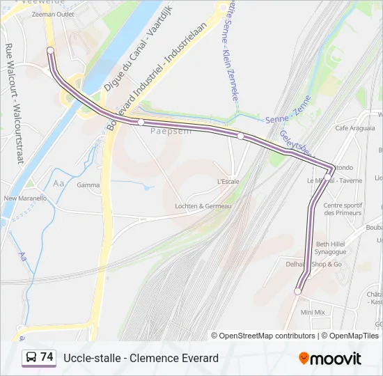 74 Bus Line Map