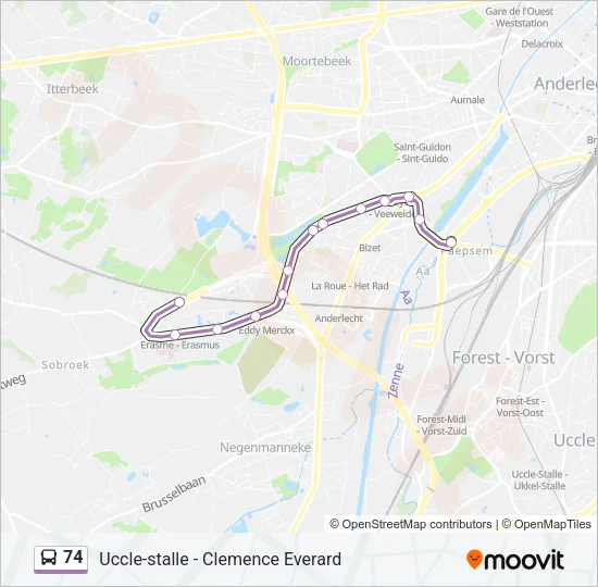74 Bus Line Map