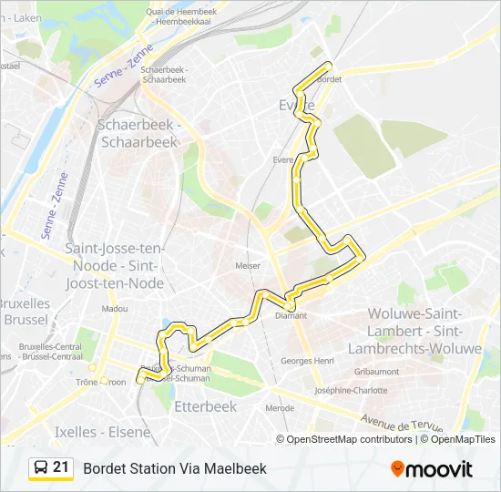 21 Bus Line Map