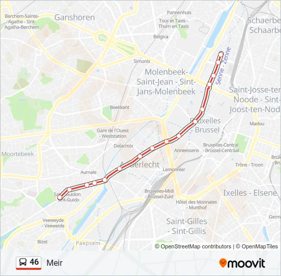 46 Bus Line Map