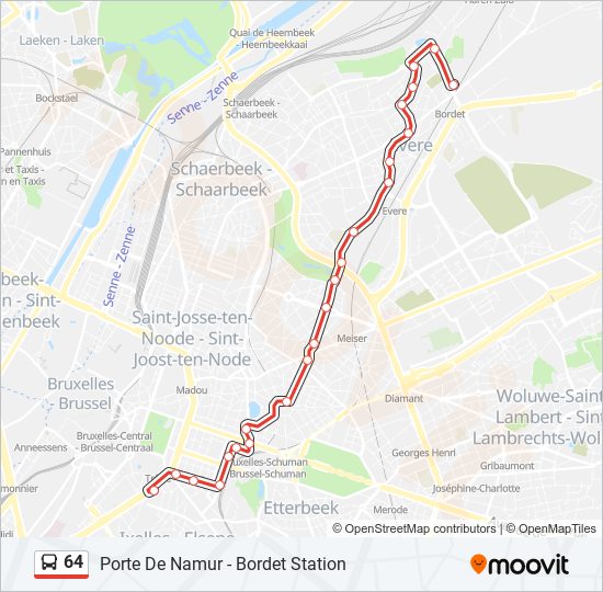 Plan de la ligne 64 de bus