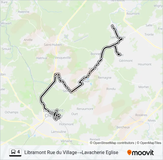 Bus 4 lijnkaart