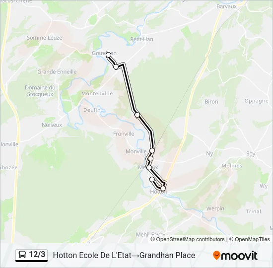 Bus 12/3 lijnkaart