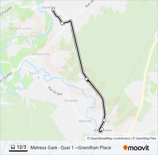 Plan de la ligne 12/3 de bus