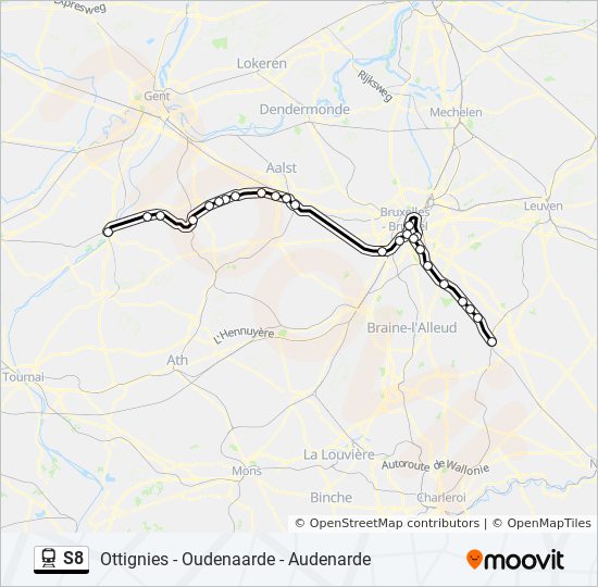 s8 Route: Schedules, Stops & Maps - Oudenaarde - Audenarde‎→Ottignies ...
