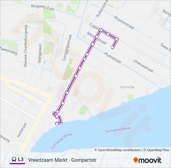 Bus L3 lijnkaart