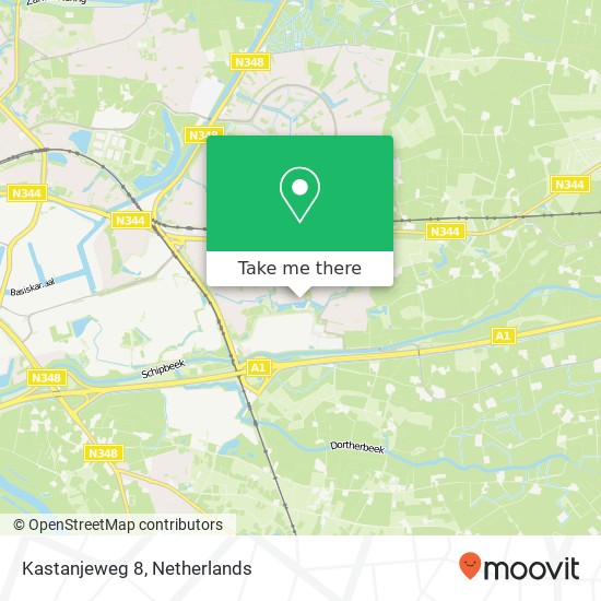 Kastanjeweg 8, 7421 AT Deventer kaart