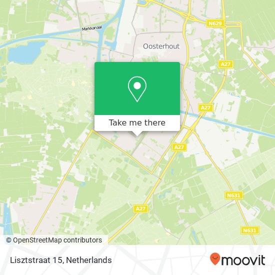 Lisztstraat 15, 4904 ME Oosterhout kaart