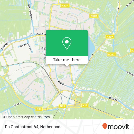 Da Costastraat 64, 2406 AV Alphen aan den Rijn kaart