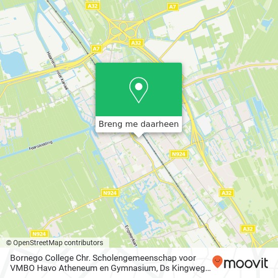 Bornego College Chr. Scholengemeenschap voor VMBO Havo Atheneum en Gymnasium, Ds Kingweg 1 kaart