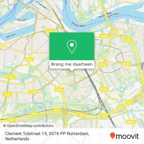 Clement Tolstraat 15, 3076 PP Rotterdam kaart