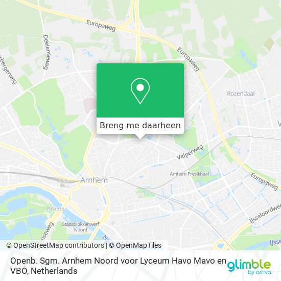 Openb. Sgm. Arnhem Noord voor Lyceum Havo Mavo en VBO kaart