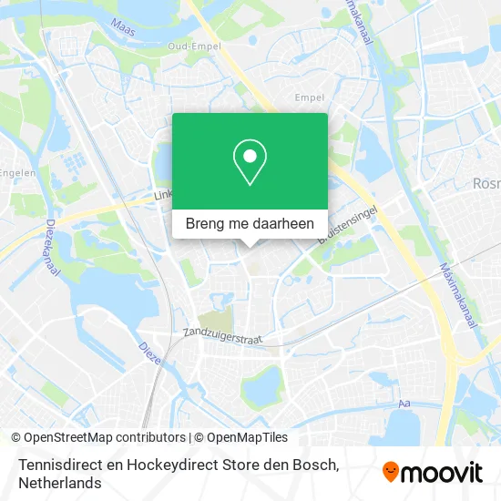 Tennisdirect en Hockeydirect Store den Bosch kaart