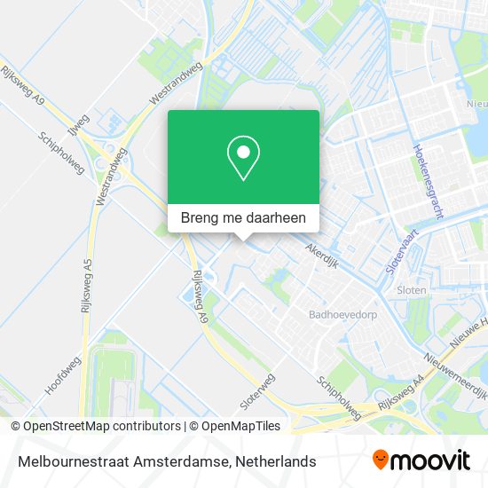 Melbournestraat Amsterdamse kaart