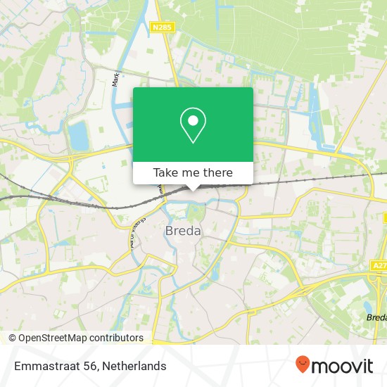 Emmastraat 56, 4811 AG Breda kaart