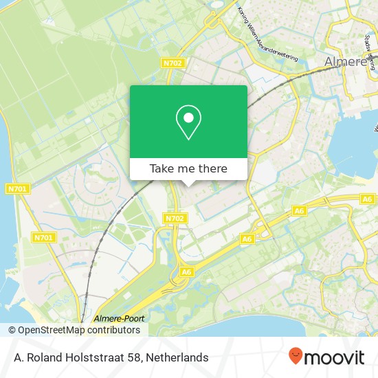 A. Roland Holststraat 58, 1321 RX Almere-Stad kaart