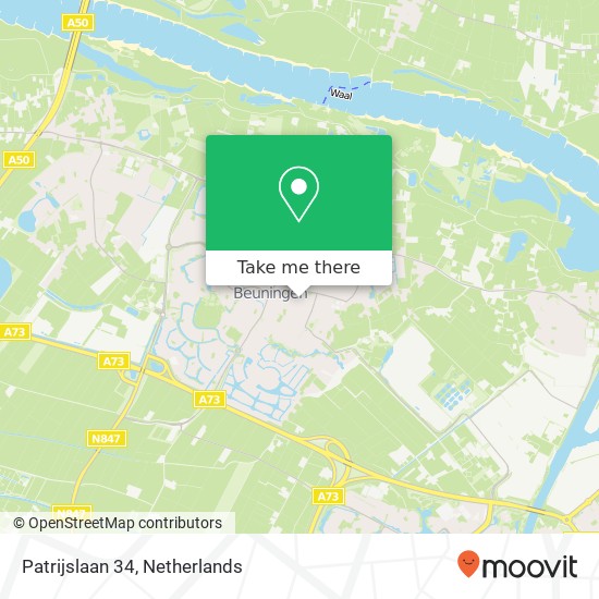 Patrijslaan 34, 6641 ZH Beuningen kaart