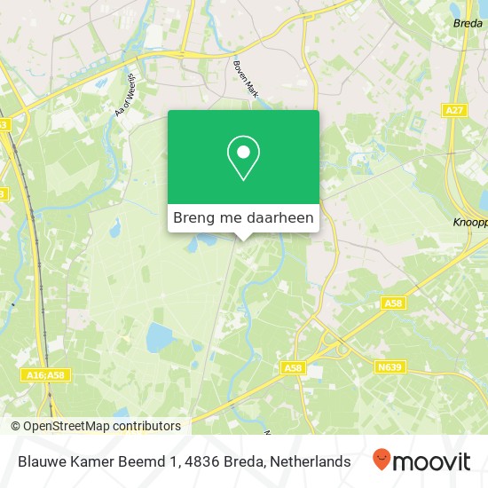 Blauwe Kamer Beemd 1, 4836 Breda kaart