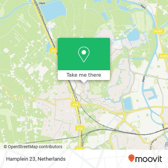 Hamplein 23, 4822 VR Breda kaart