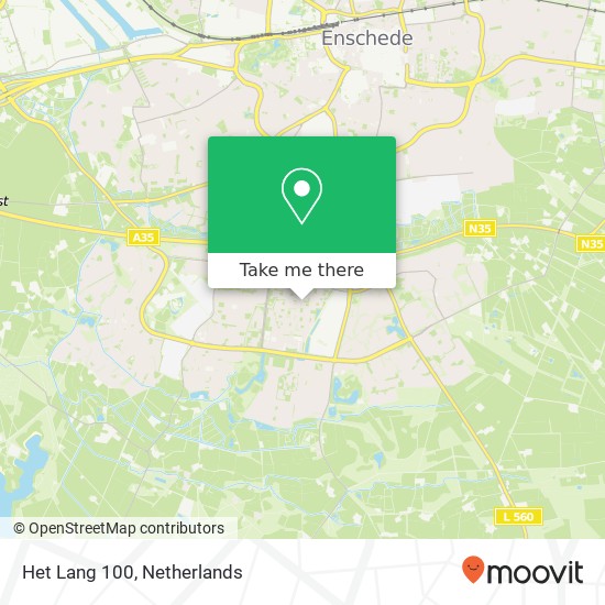 Het Lang 100, 7544 XD Enschede kaart