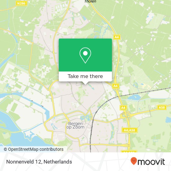 Nonnenveld 12, 4614 ED Bergen op Zoom kaart