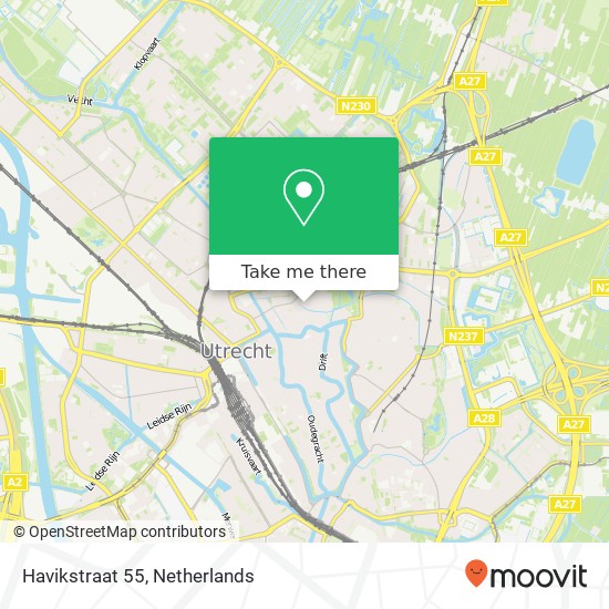 Havikstraat 55, 3514 TM Utrecht kaart
