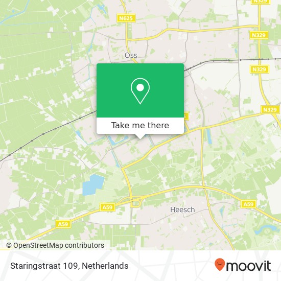 Staringstraat 109, 5343 GC Oss kaart