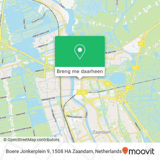 Boere Jonkerplein 9, 1508 HA Zaandam kaart