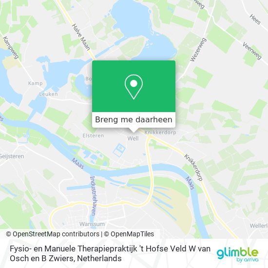 Fysio- en Manuele Therapiepraktijk 't Hofse Veld W van Osch en B Zwiers kaart