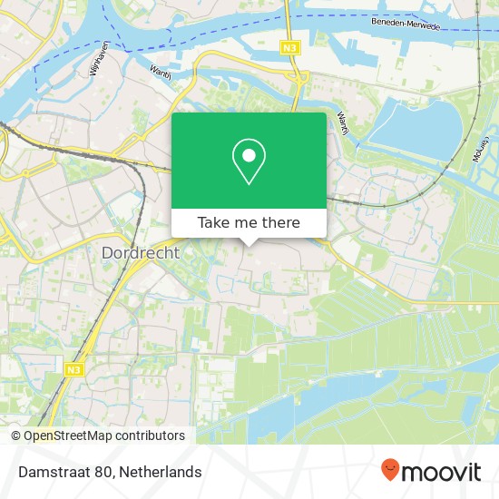 Damstraat 80, 3319 BE Dordrecht kaart